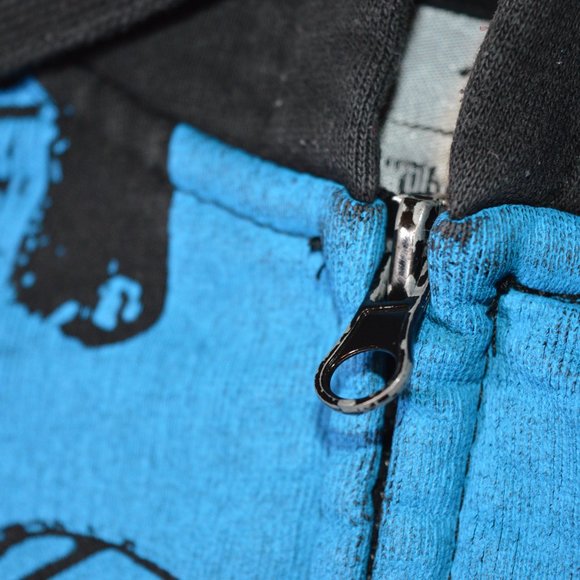 Fender Full Zip Mens Medium Blue Black Guitars Pocketed Hoodie Jacket - Picture 5 of 8